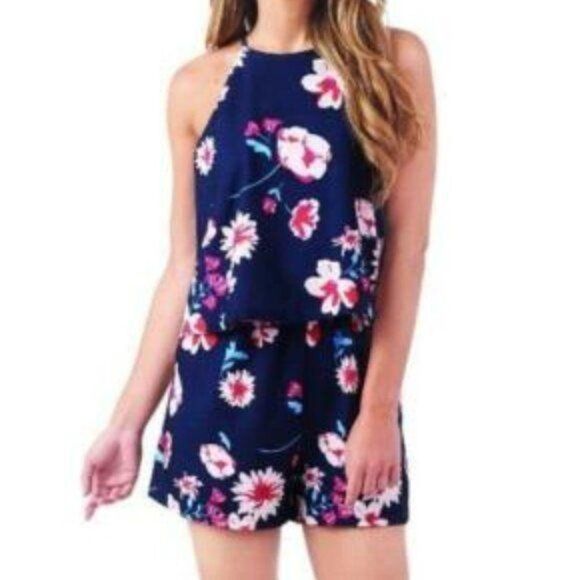Mud Pie Palmer Shorts Romper Moonlight Garden Small - Picture 1 of 5